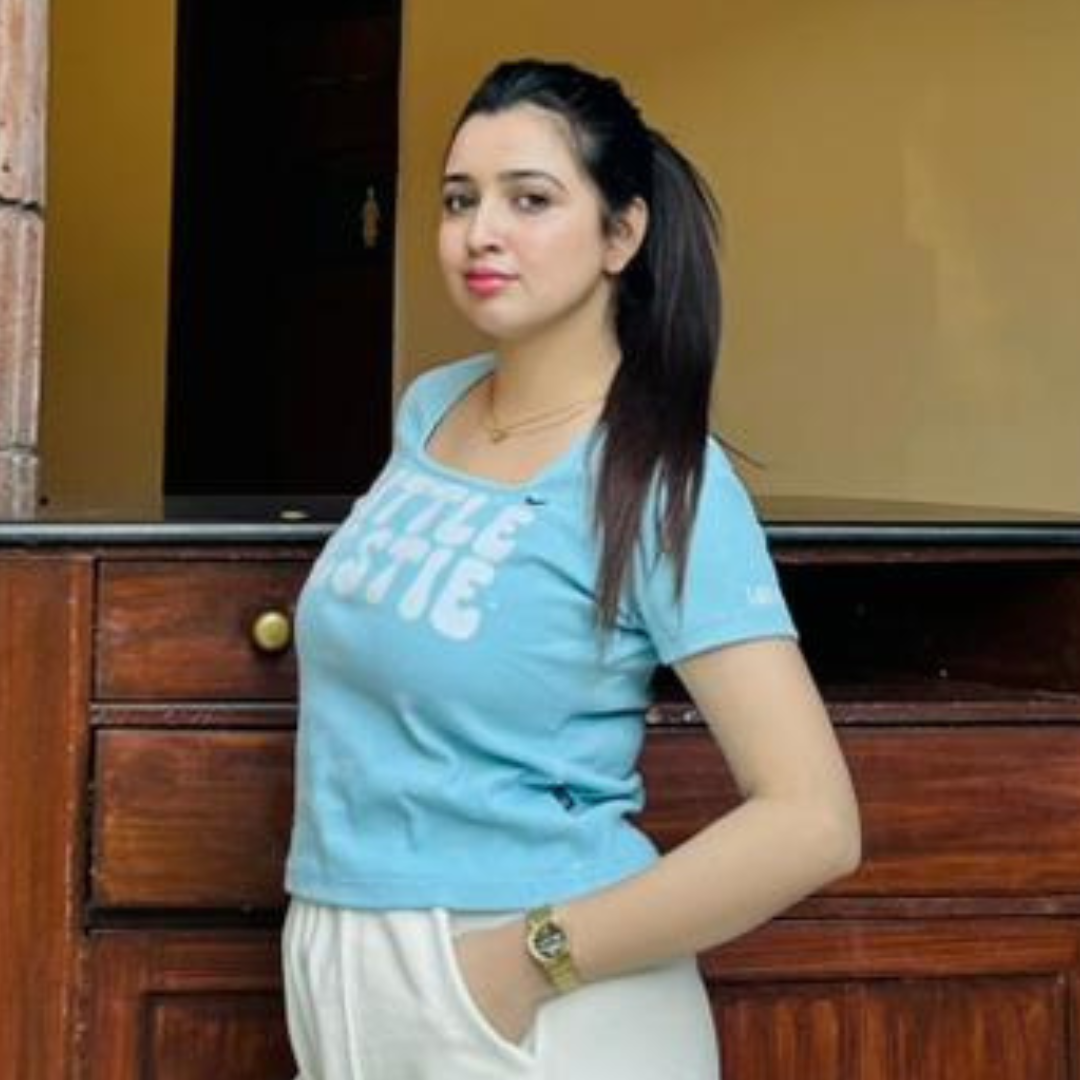 Short Sleeve Sea Blue Bestie Little Print / Off-white Knitted Off White Stretch Wide leg Trouser