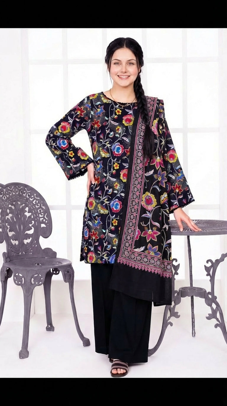 3 PC Digital Print Lawn - LLS - 12