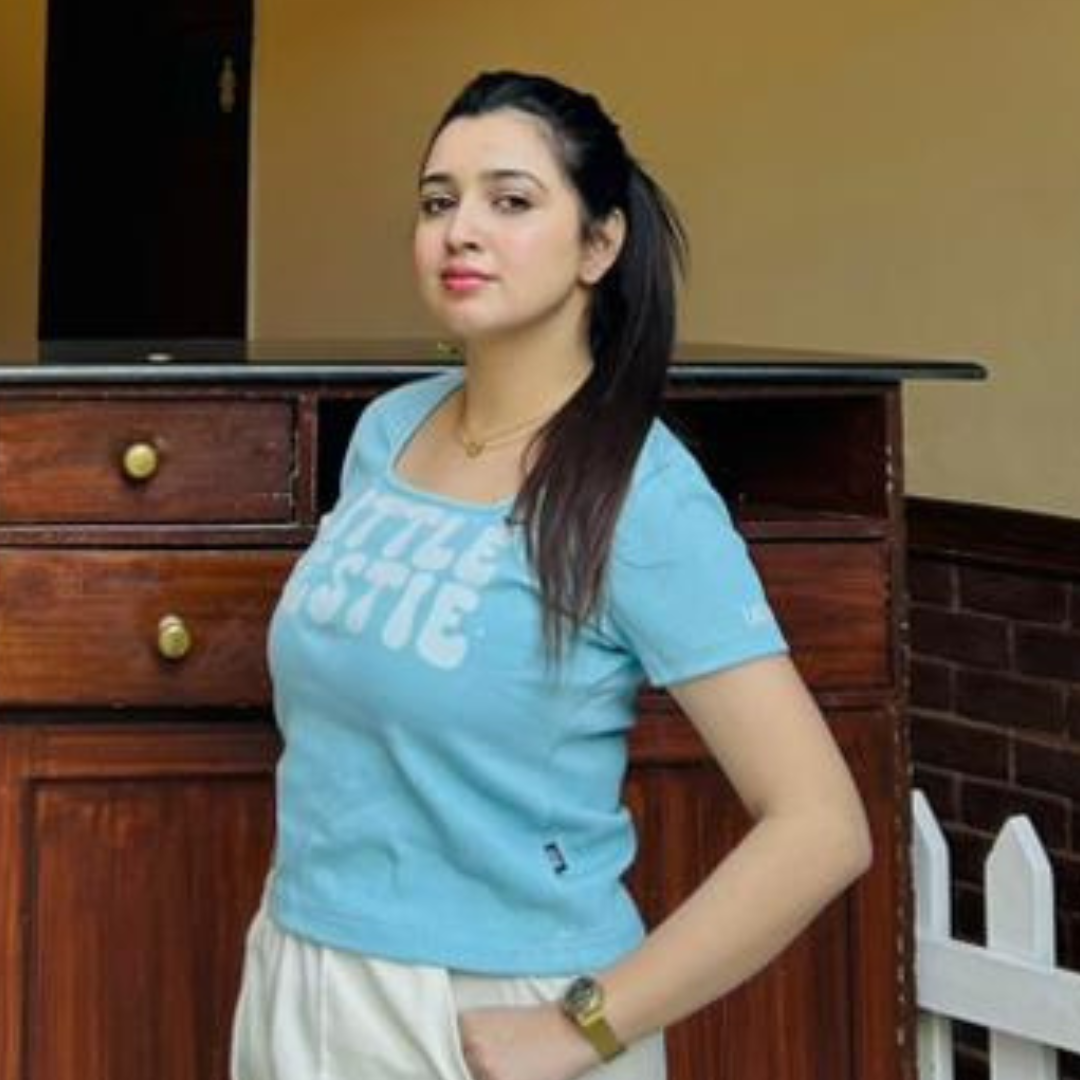 Short Sleeve Sea Blue Bestie Little Print / Off-white Knitted Off White Stretch Wide leg Trouser