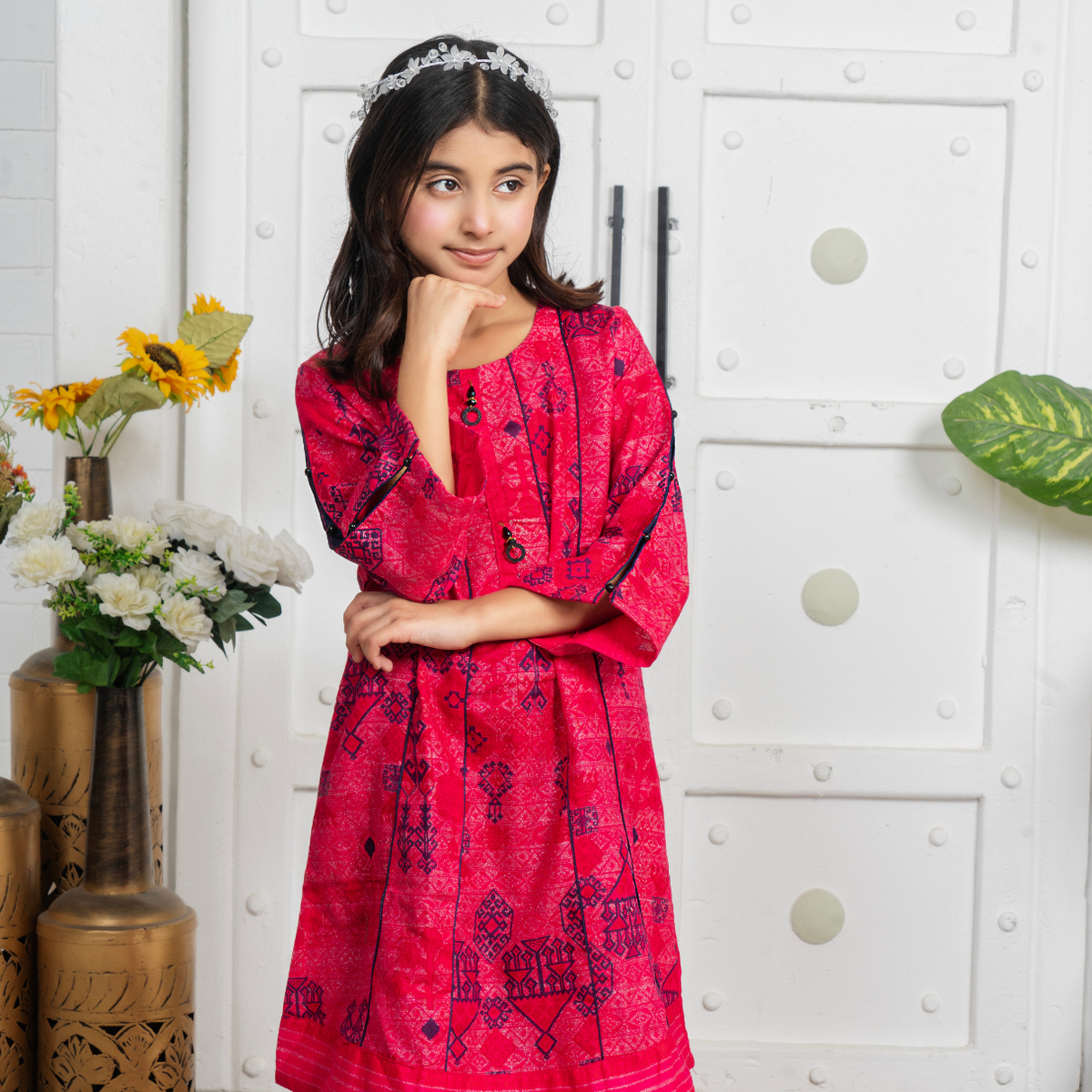 Stitched Jacquard Viscose 2 Piece (Shirt/trouser) For Kids