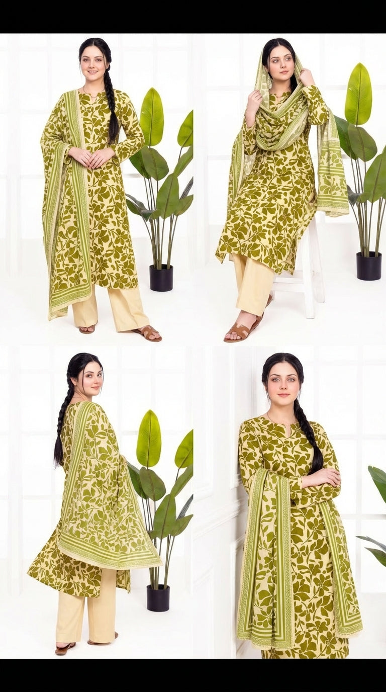 3 PC Digital Print Lawn - LLS - 14
