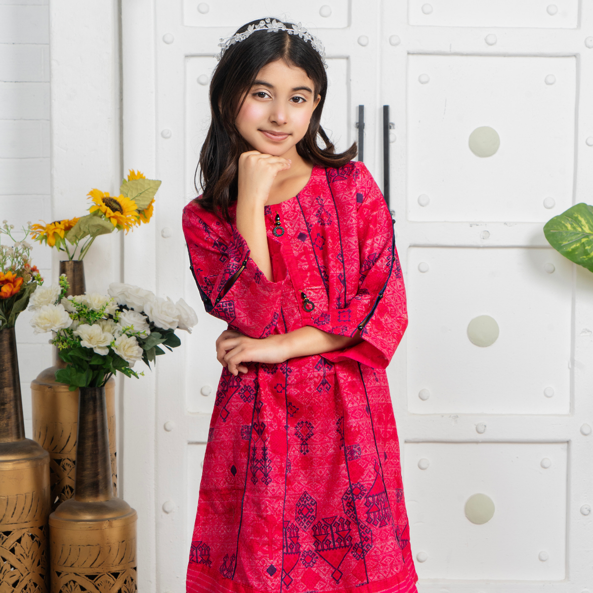 Stitched Jacquard Viscose 2 Piece (Shirt/trouser) For Kids