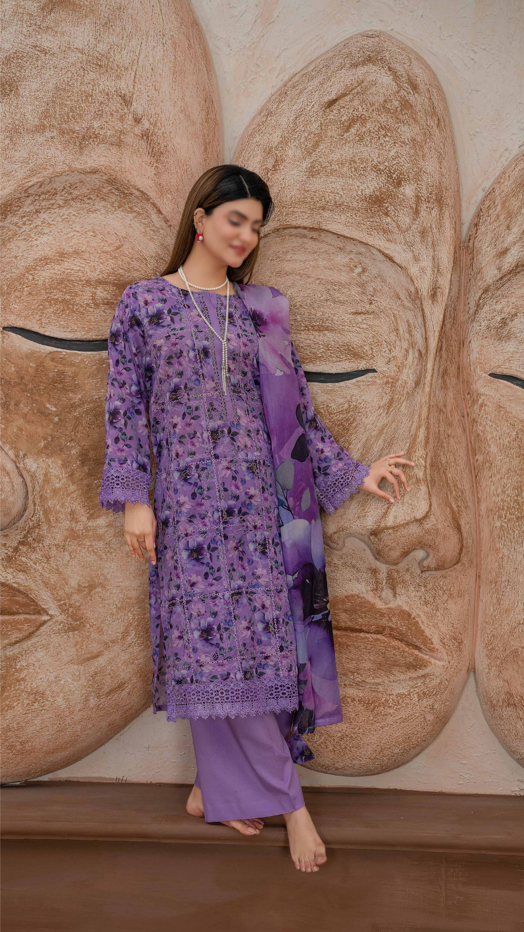 3 PC Chikankari Emroided Printed Lawn - LLS - 10