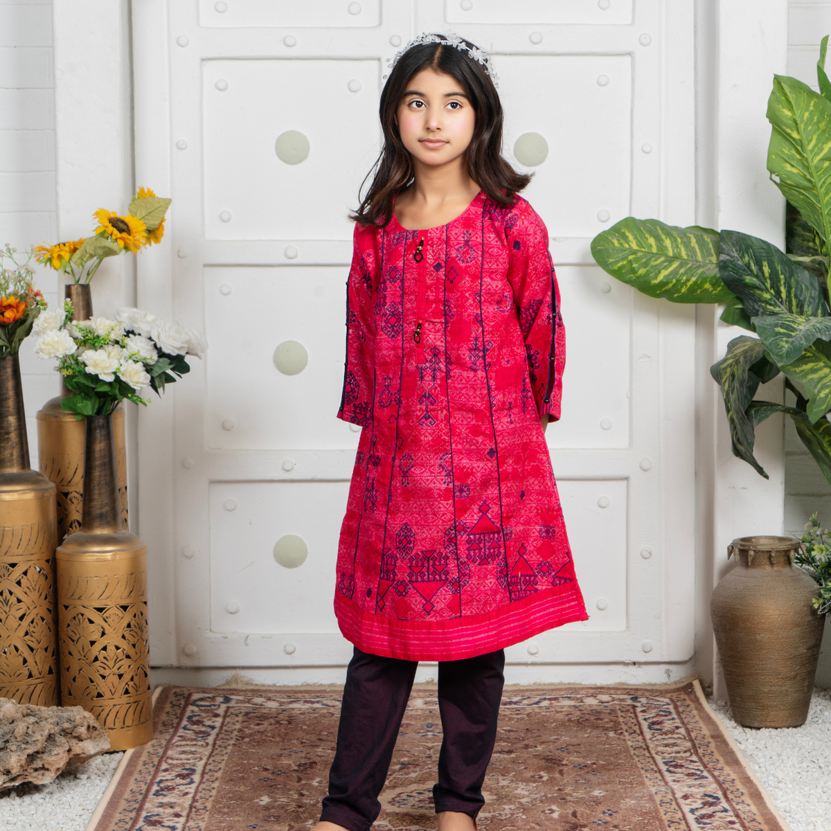 Stitched Jacquard Viscose 2 Piece (Shirt/trouser) For Kids