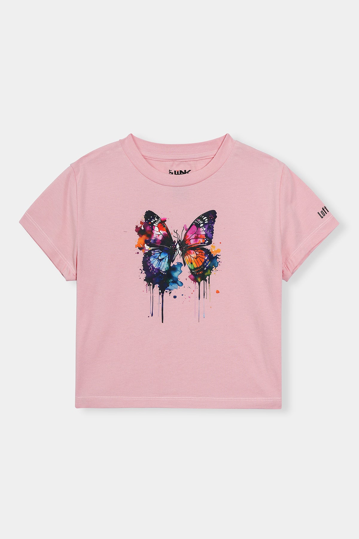 Women' Pink Butterfly T-Shirt – Color Splash Drip Art Print