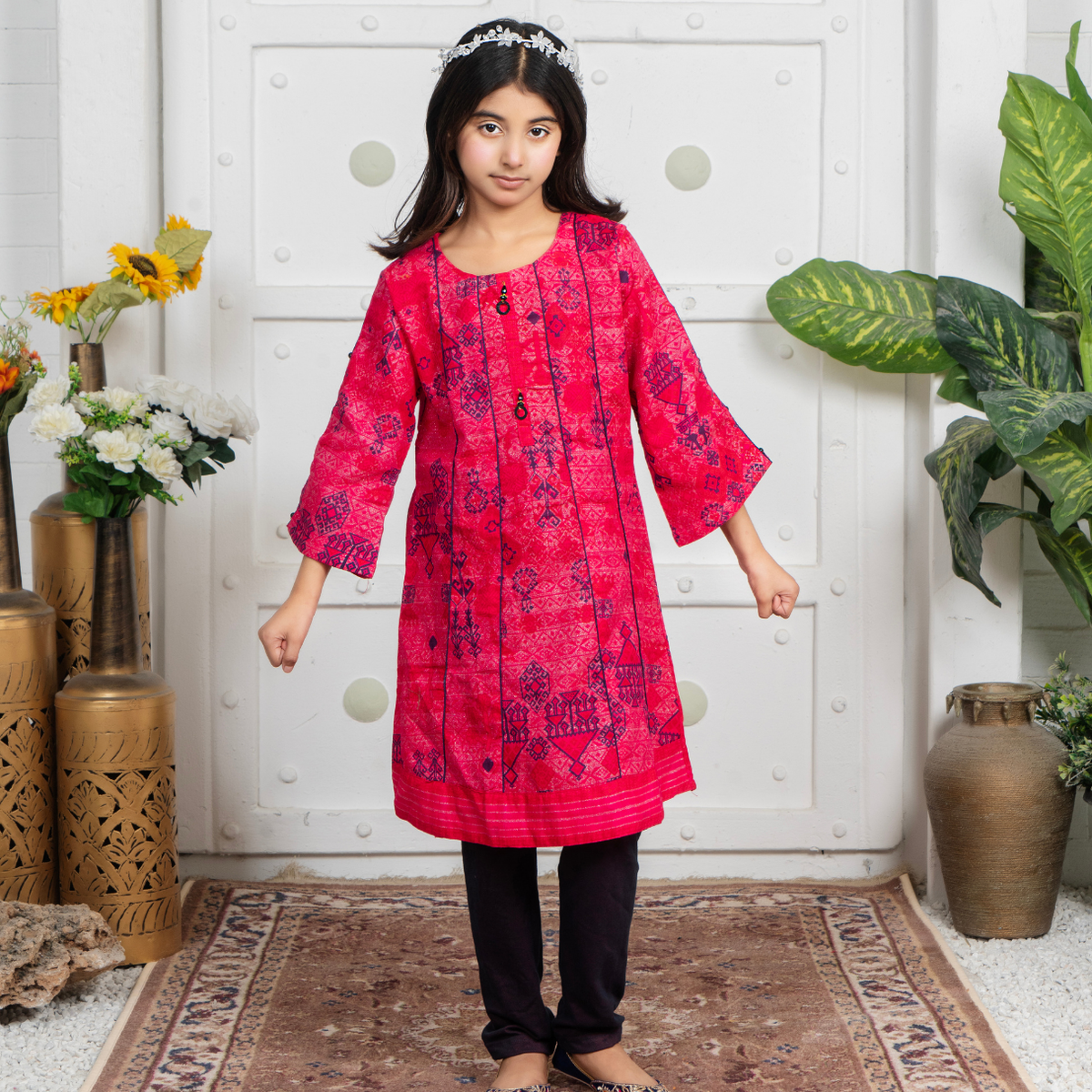 Stitched Jacquard Viscose 2 Piece (Shirt/trouser) For Kids