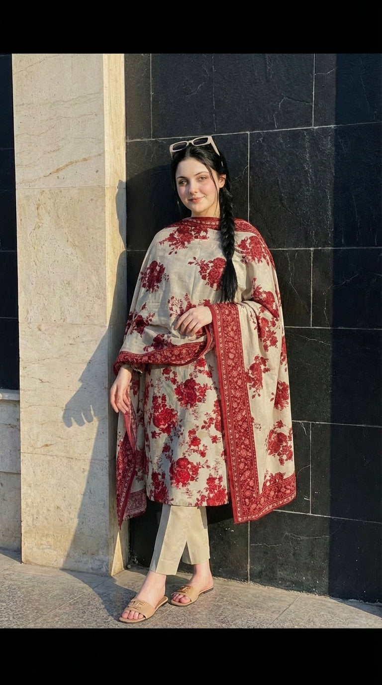 3 PC Digital Print Lawn - LLS - 18