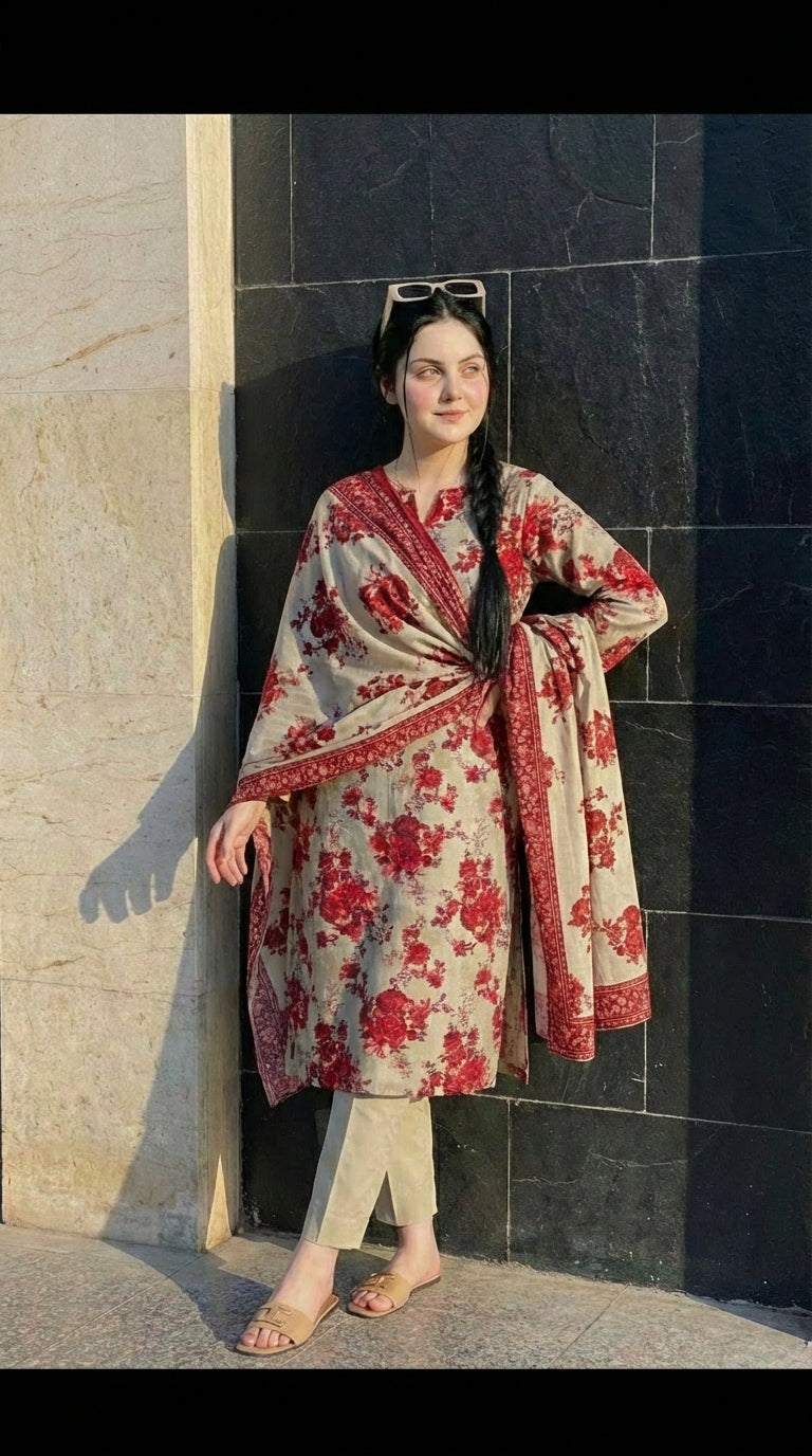 3 PC Digital Print Lawn - LLS - 18