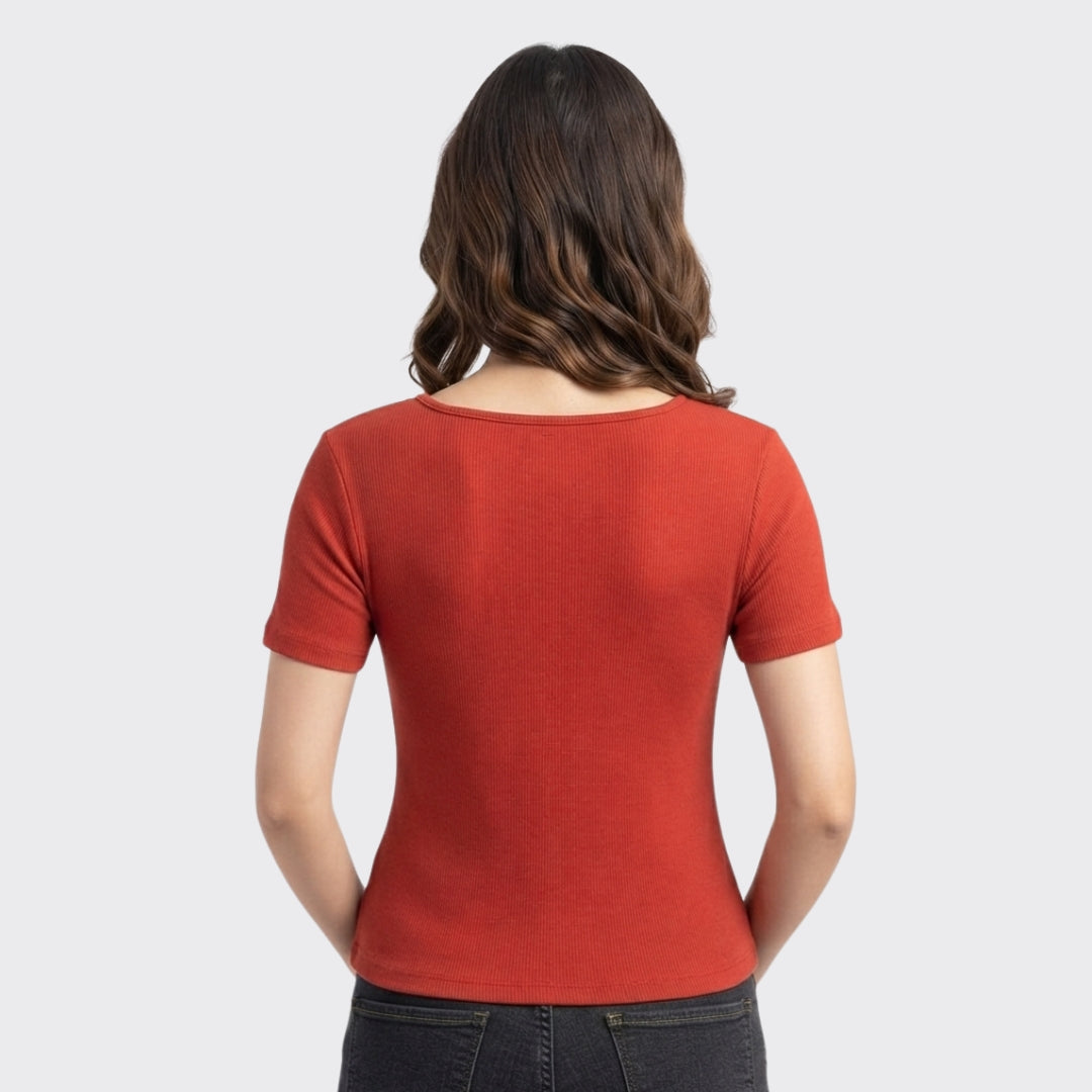 Rust Ribbed Crop Top 220 GSM