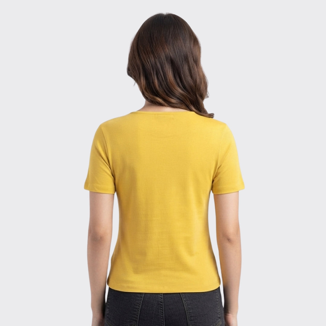 Yellow Ribbed Crop Top 220 GSM