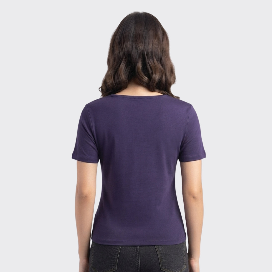 Purple Ribbed Crop Top 220 GSM