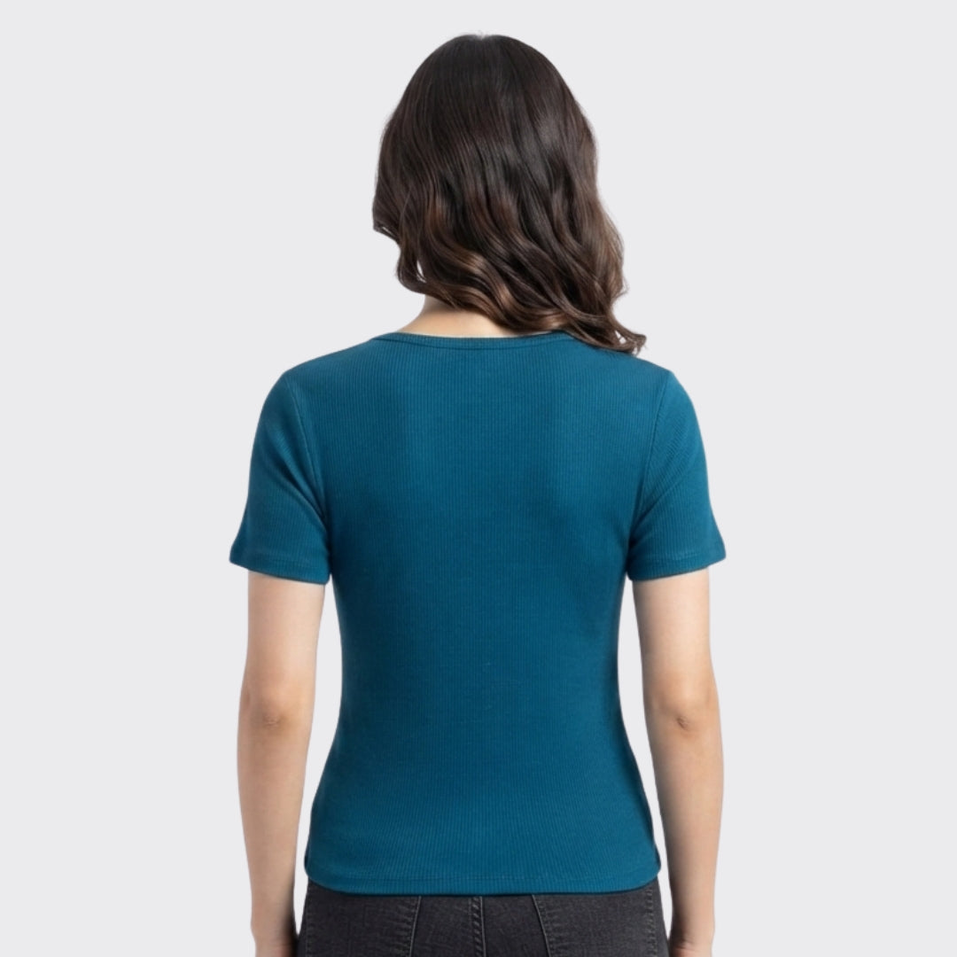 Zinc Ribbed V Neck Crop Top 220 GSM