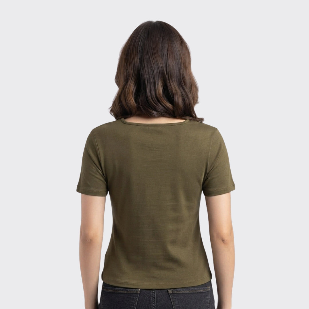 Olive Ribbed Crop Top 220 GSM