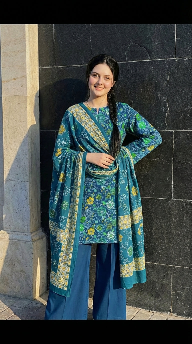 3 PC Digital Print Lawn - LLS - 19