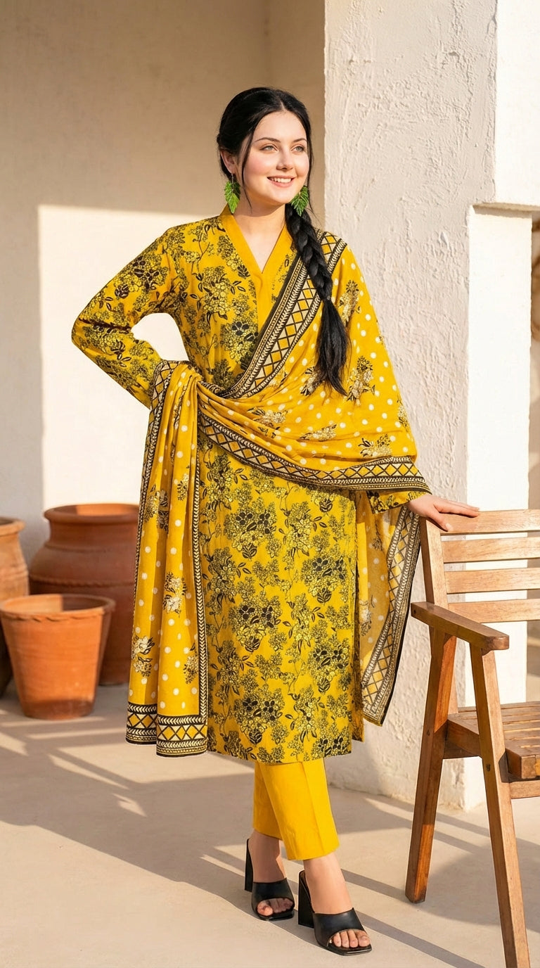 3 PC Digital Print Lawn - LLS - 20