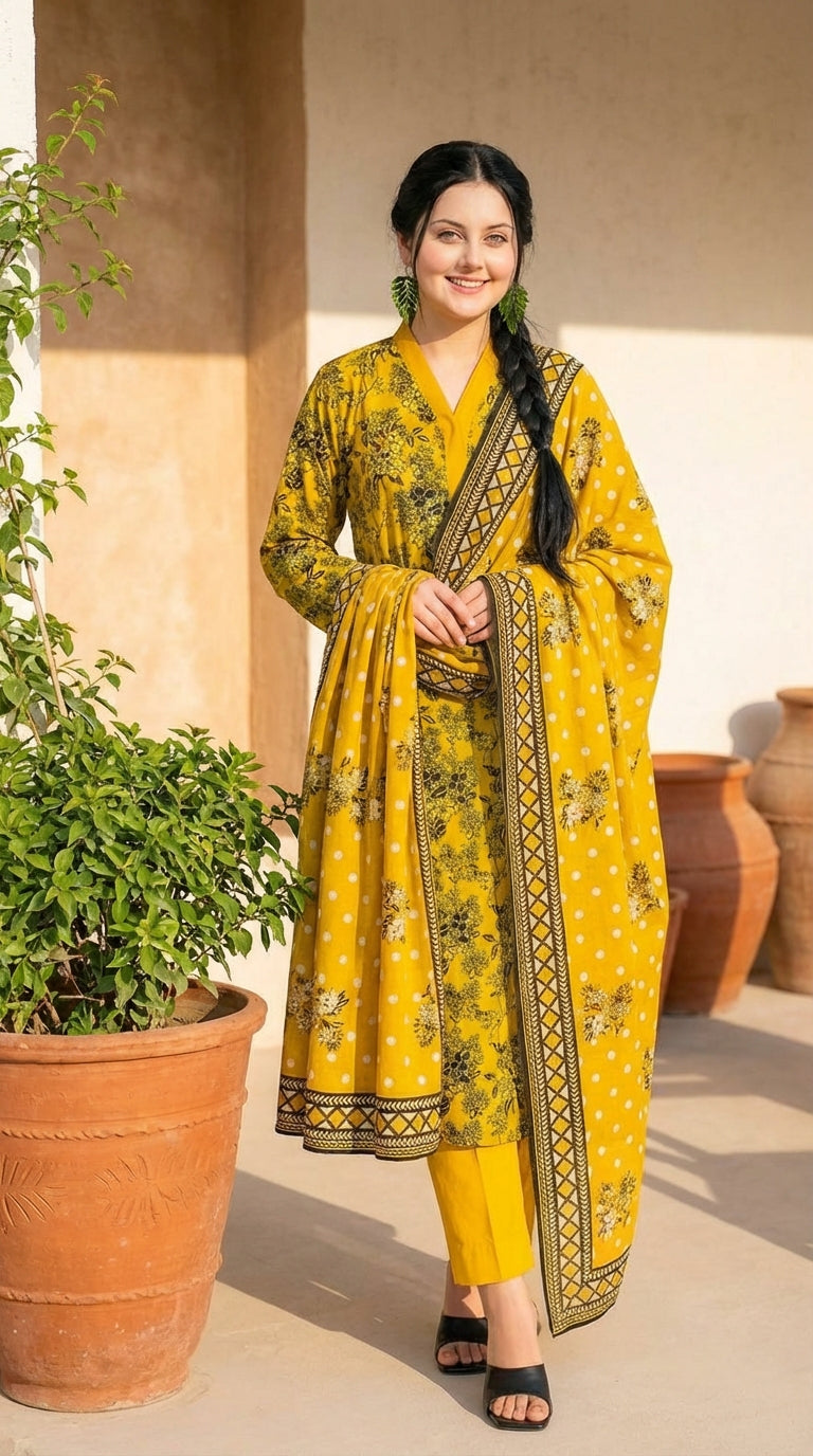 3 PC Digital Print Lawn - LLS - 20