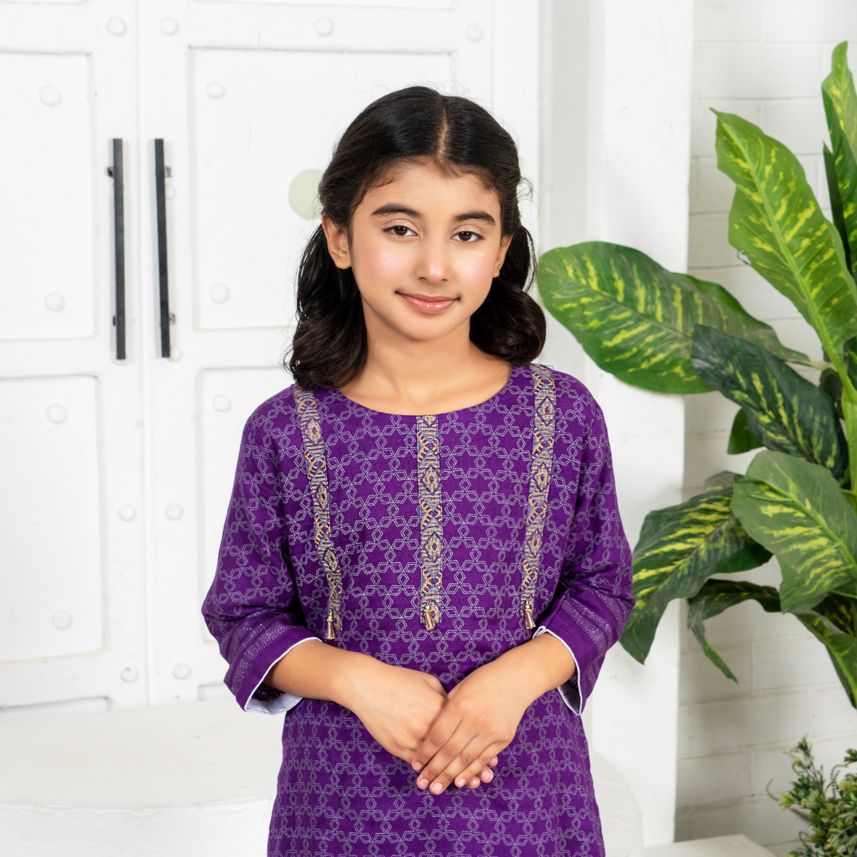 Stitched Jacquard Viscose 2 Piece (Shirt/trouser) For Kids