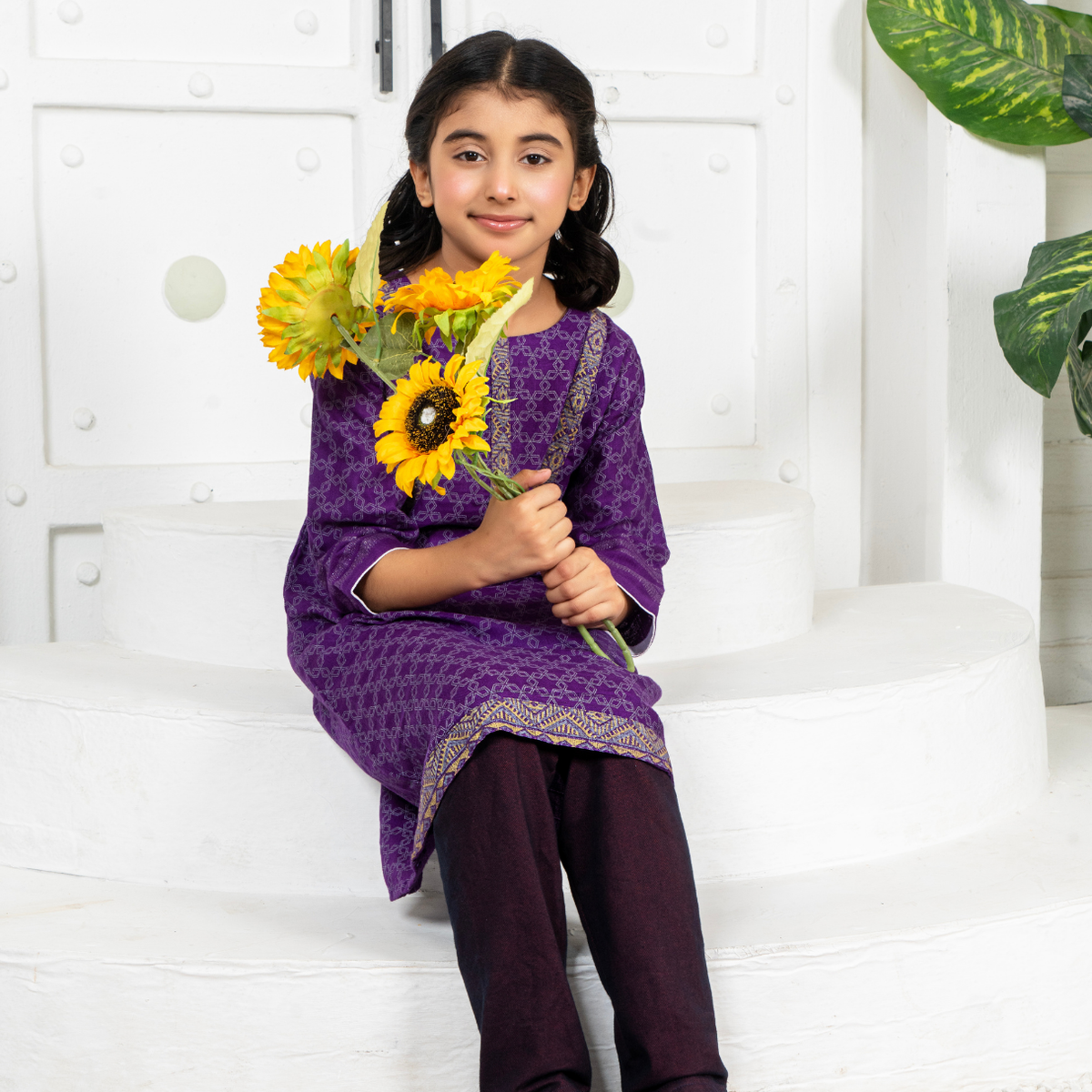 Stitched Jacquard Viscose 2 Piece (Shirt/trouser) For Kids