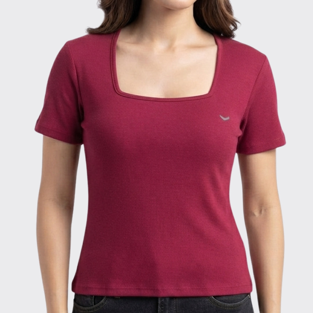 Burgundy Ribbed Crop Top 220 GSM