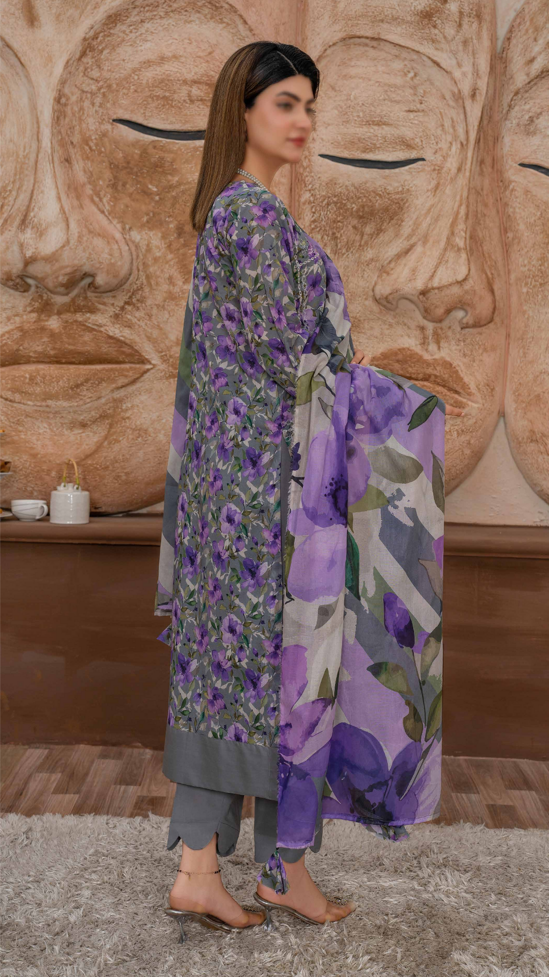 3 PC Chikankari Emroided Printed Lawn - LLS - 02