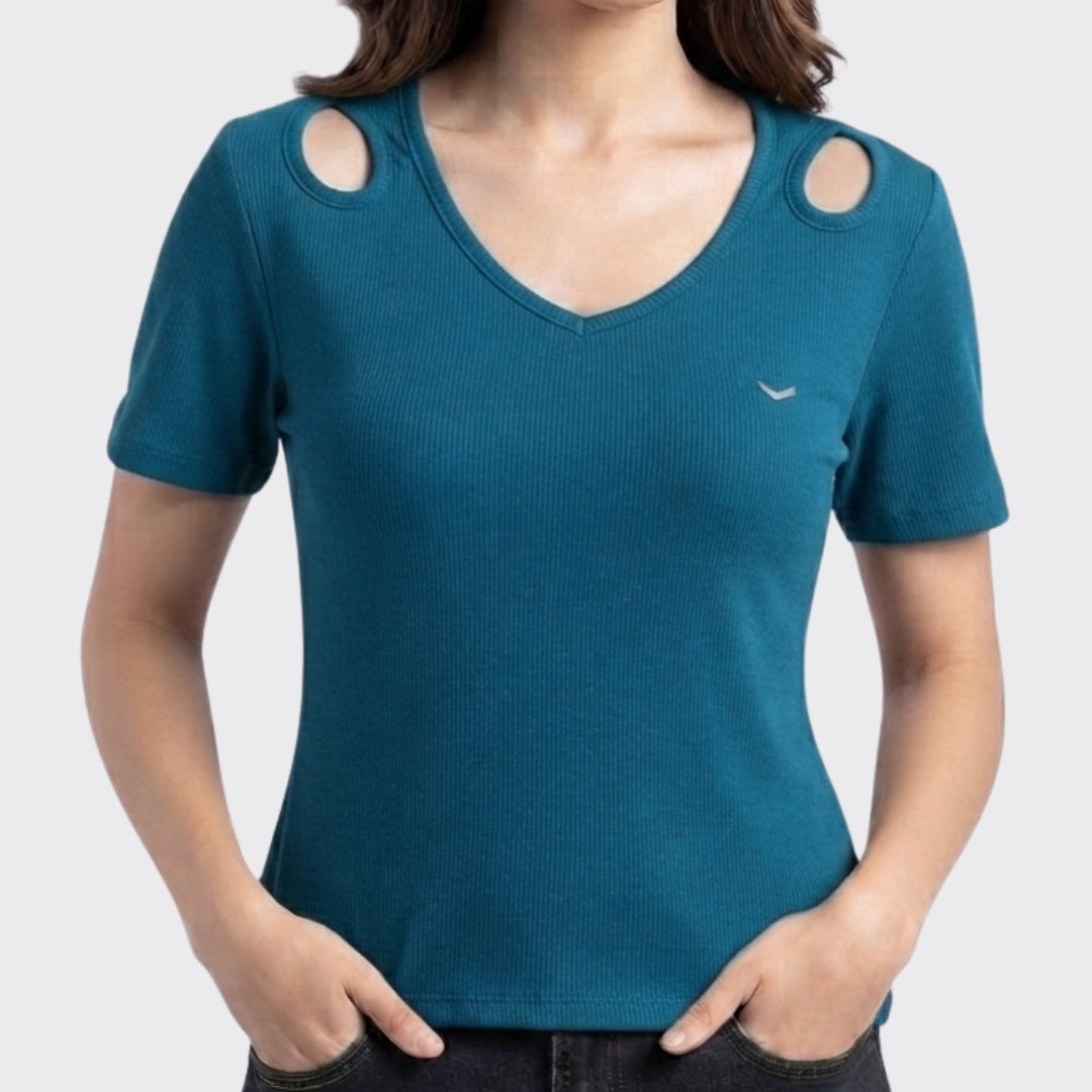 Zinc Ribbed V Neck Crop Top 220 GSM