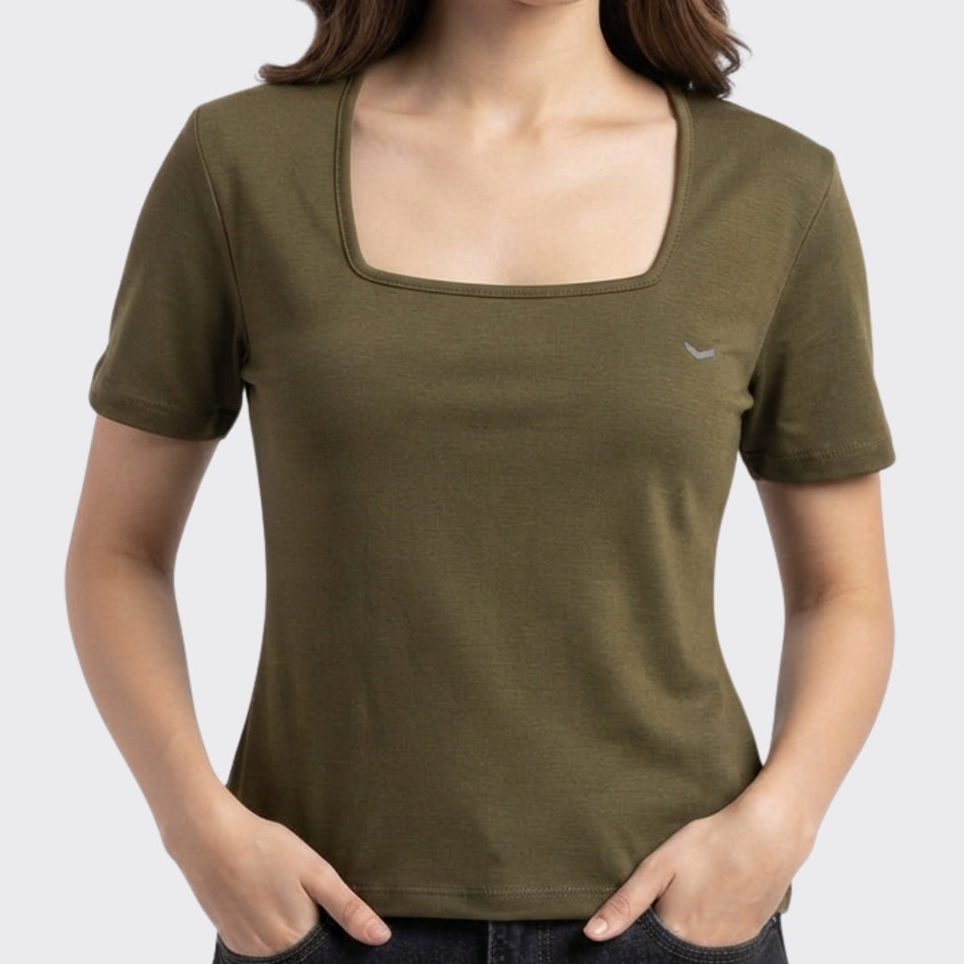 Olive Ribbed Crop Top 220 GSM