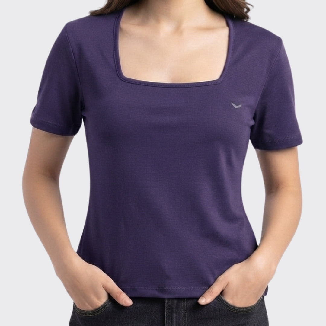 Purple Ribbed Crop Top 220 GSM