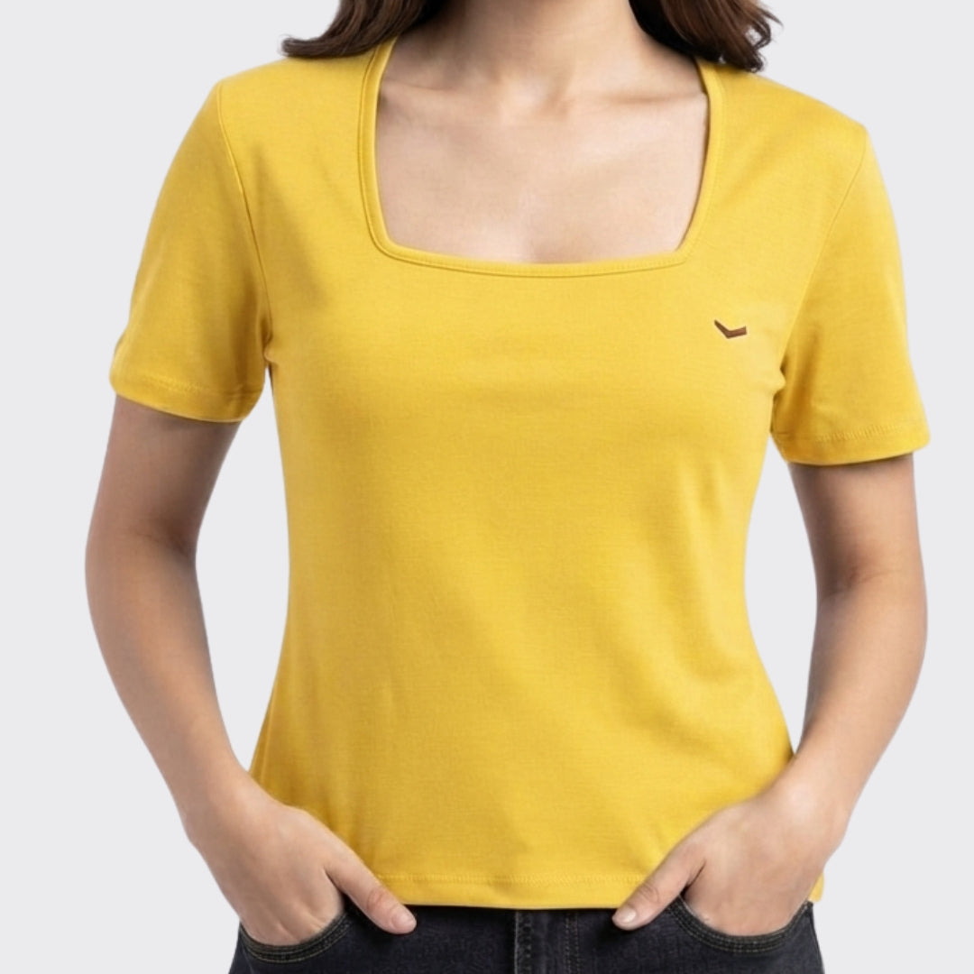 Yellow Ribbed Crop Top 220 GSM
