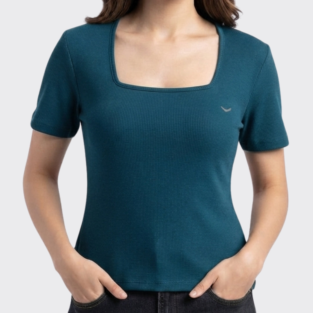Zinc Ribbed Deep Neck Crop Top 220 GSM