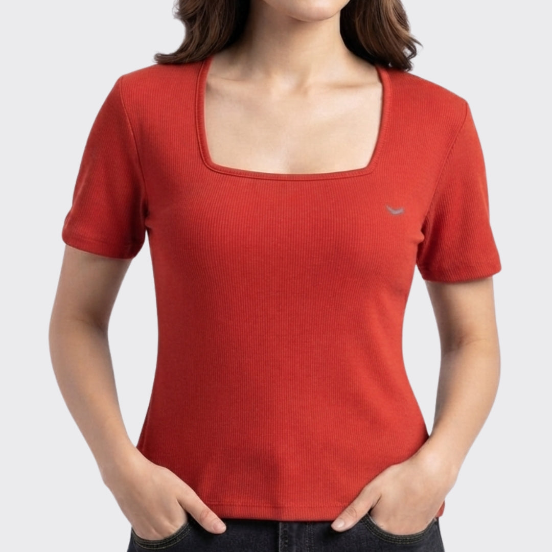 Rust Ribbed Crop Top 220 GSM