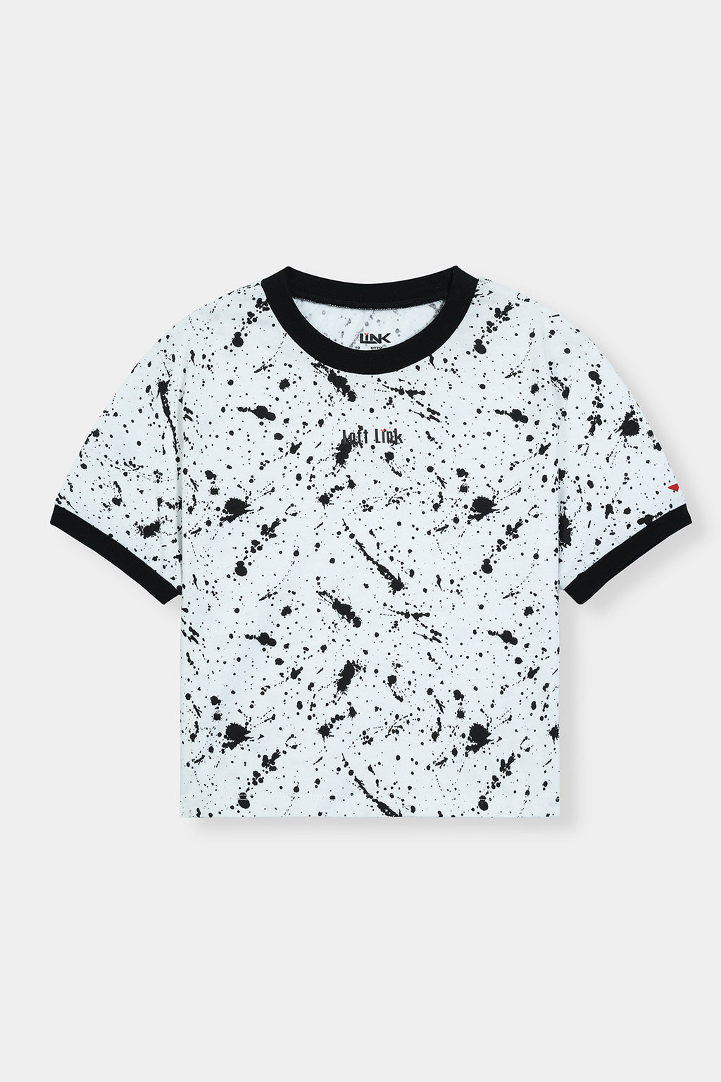 Women' White T-Shirt with Black Paint Splatter Print – Modern Art Style