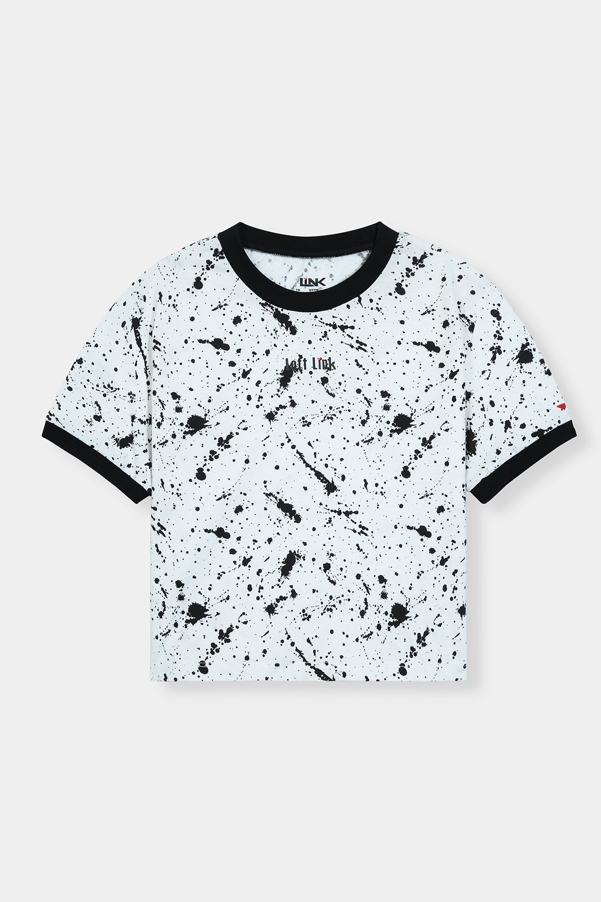 Women' White T-Shirt with Black Paint Splatter Print – Modern Art Style