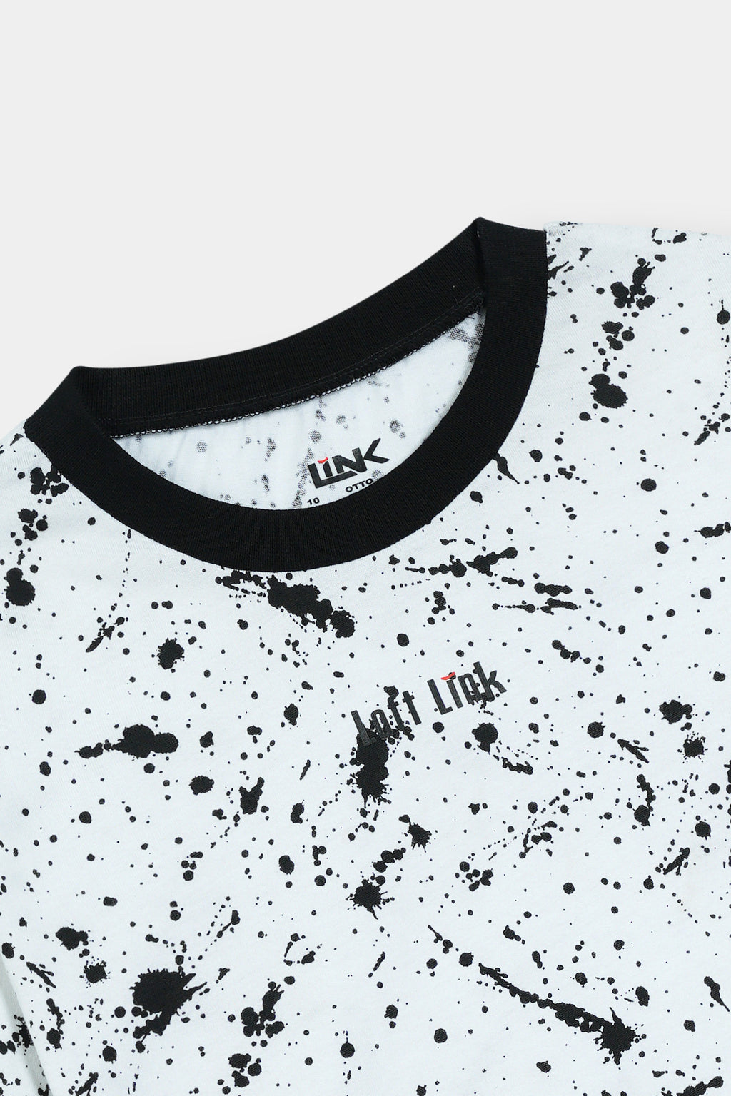 Women' White T-Shirt with Black Paint Splatter Print – Modern Art Style