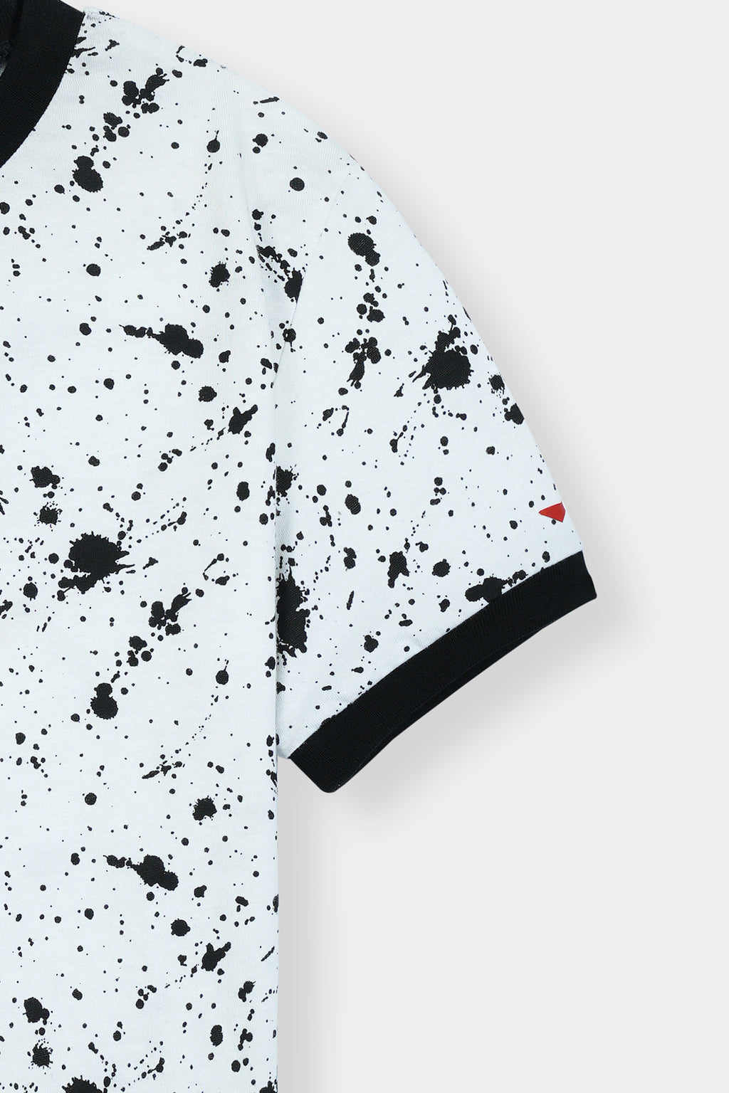Women' White T-Shirt with Black Paint Splatter Print – Modern Art Style