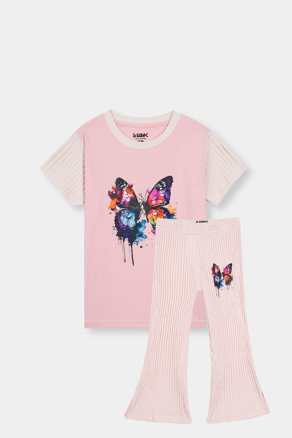 Butterfly Dreams – Pink Ribbed Girls’ Set