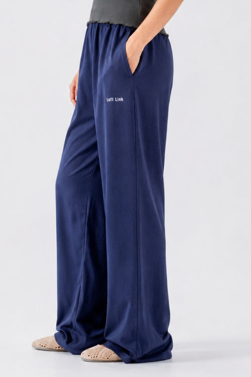 French Terry Long Wide Leg Pant Trouser