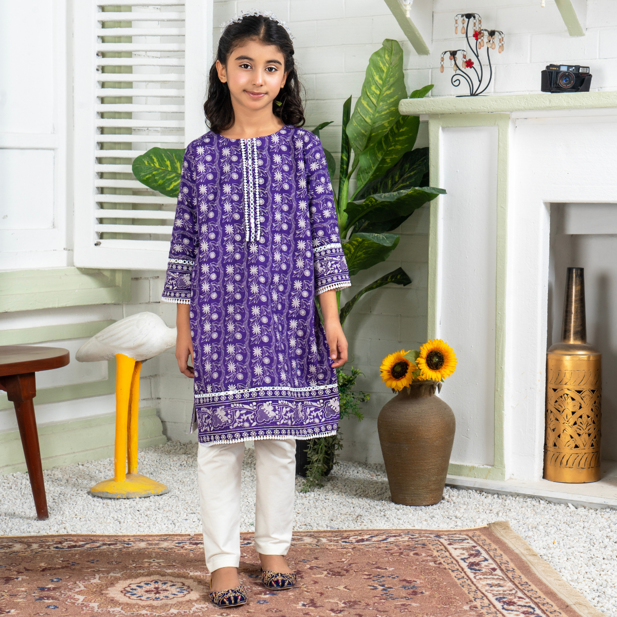 Stitched Jacquard 2 Piece (Shirt/trouser) For Kids