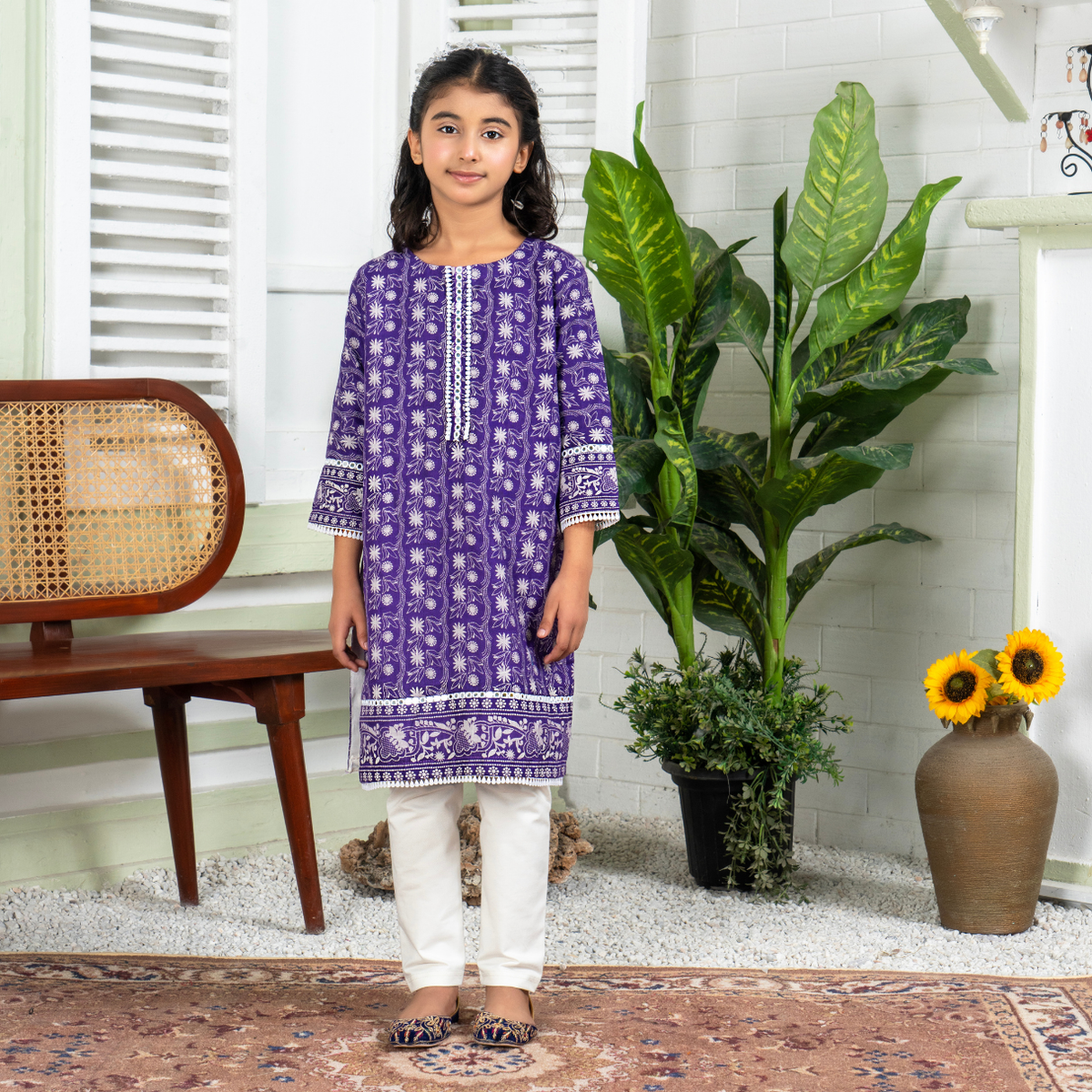 Stitched Jacquard 2 Piece (Shirt/trouser) For Kids