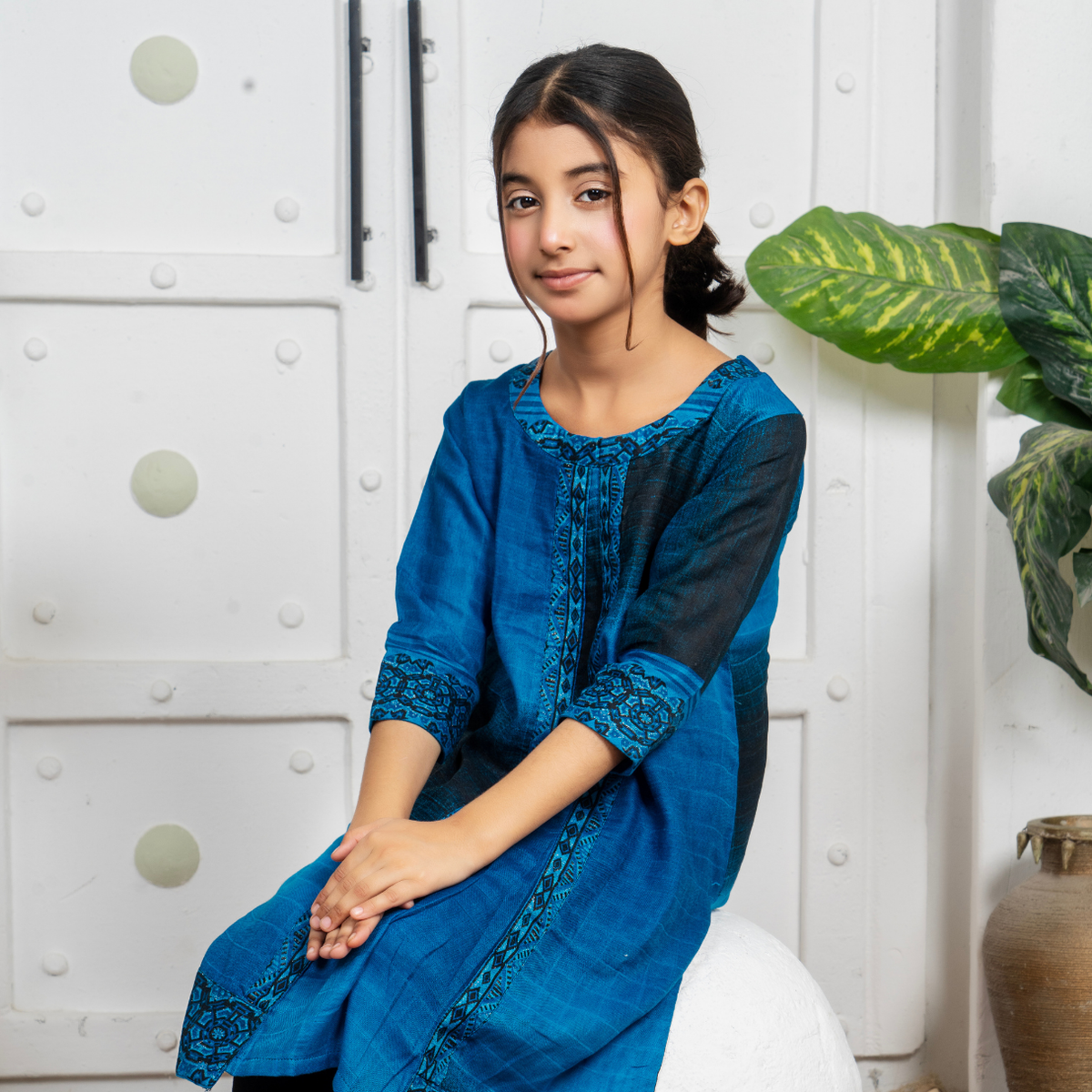 Stitched Jacquard 2 Piece (Shirt/trouser) For Kids