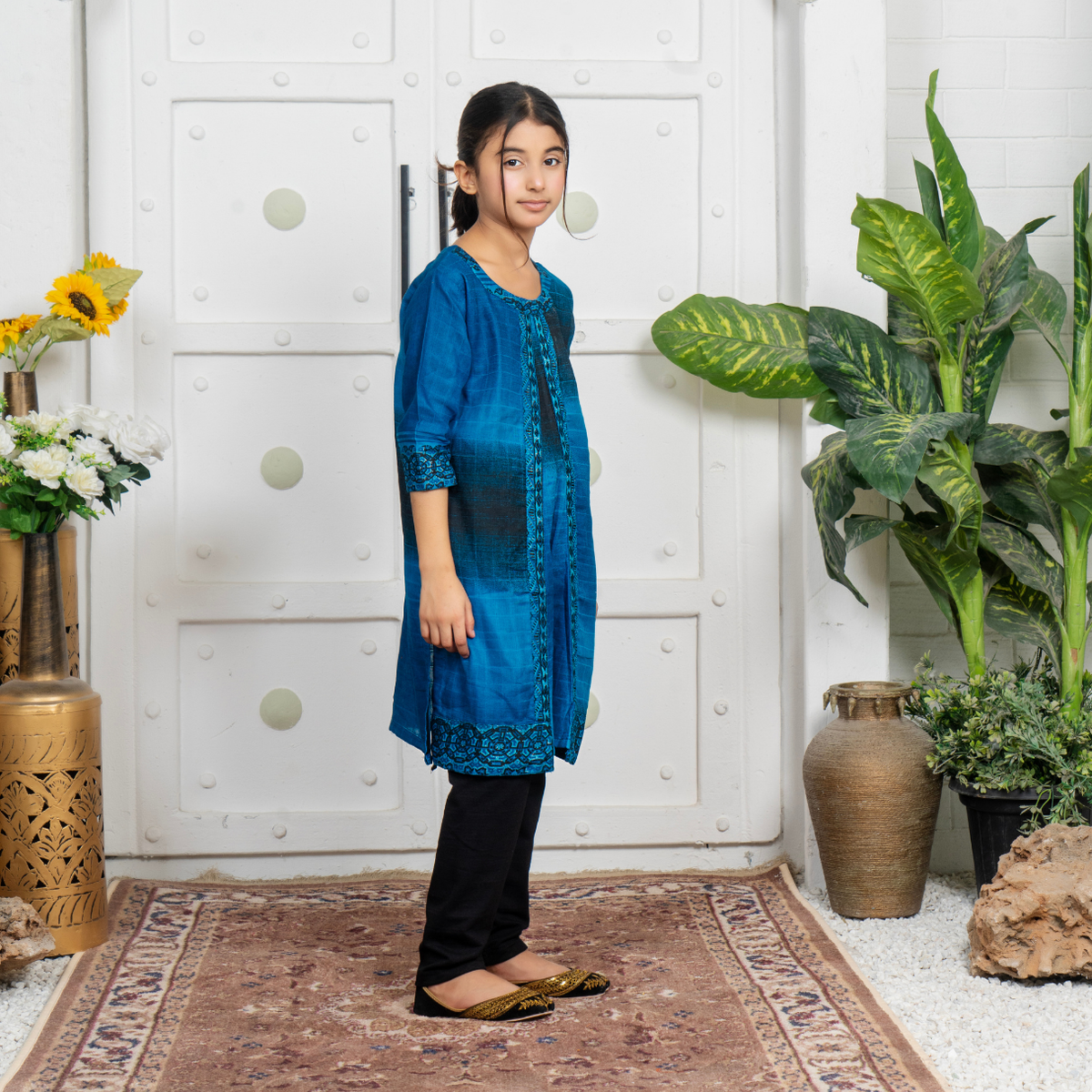 Stitched Jacquard 2 Piece (Shirt/trouser) For Kids