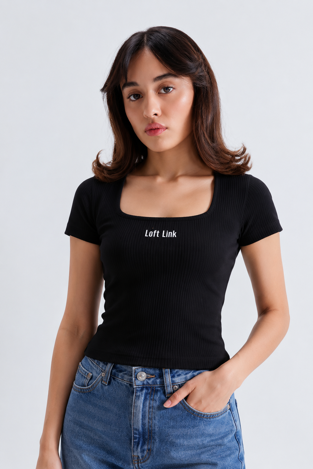 Square Neck Rib Top
