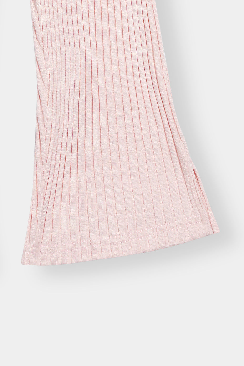 Girls' Ribbed Flared Pants – Light Pink with Color Splash Butterfly Print