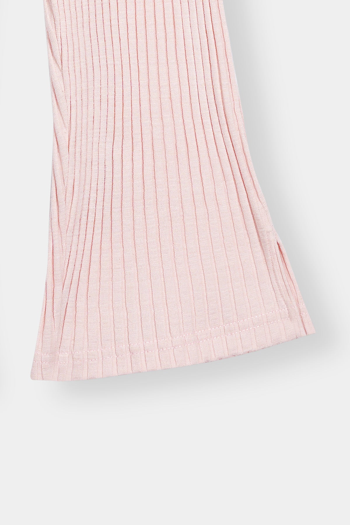 Girls' Ribbed Flared Pants – Light Pink with Color Splash Butterfly Print