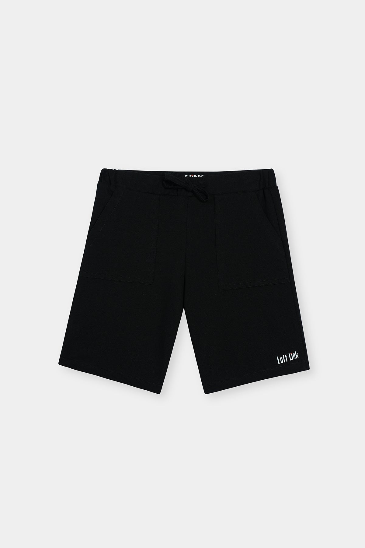 Boys' Solid Black Casual Shorts – Loft Link Essentials with Drawstring Waist