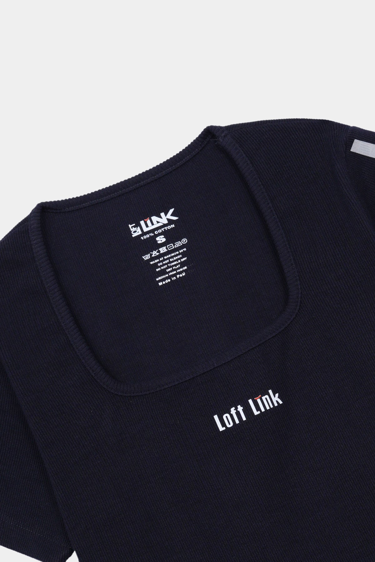 Women' Navy Ribbed Square Neck T-Shirt – Reflective Detail