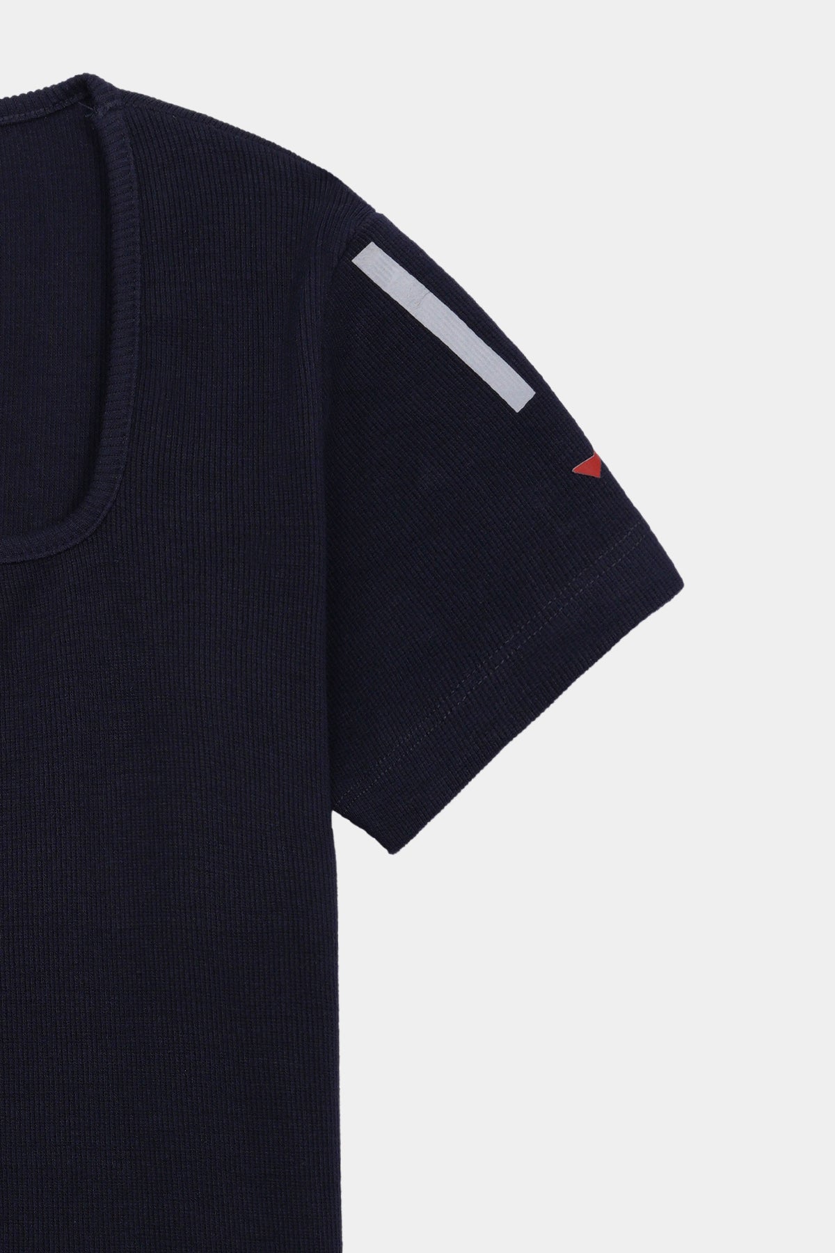 Women' Navy Ribbed Square Neck T-Shirt – Reflective Detail