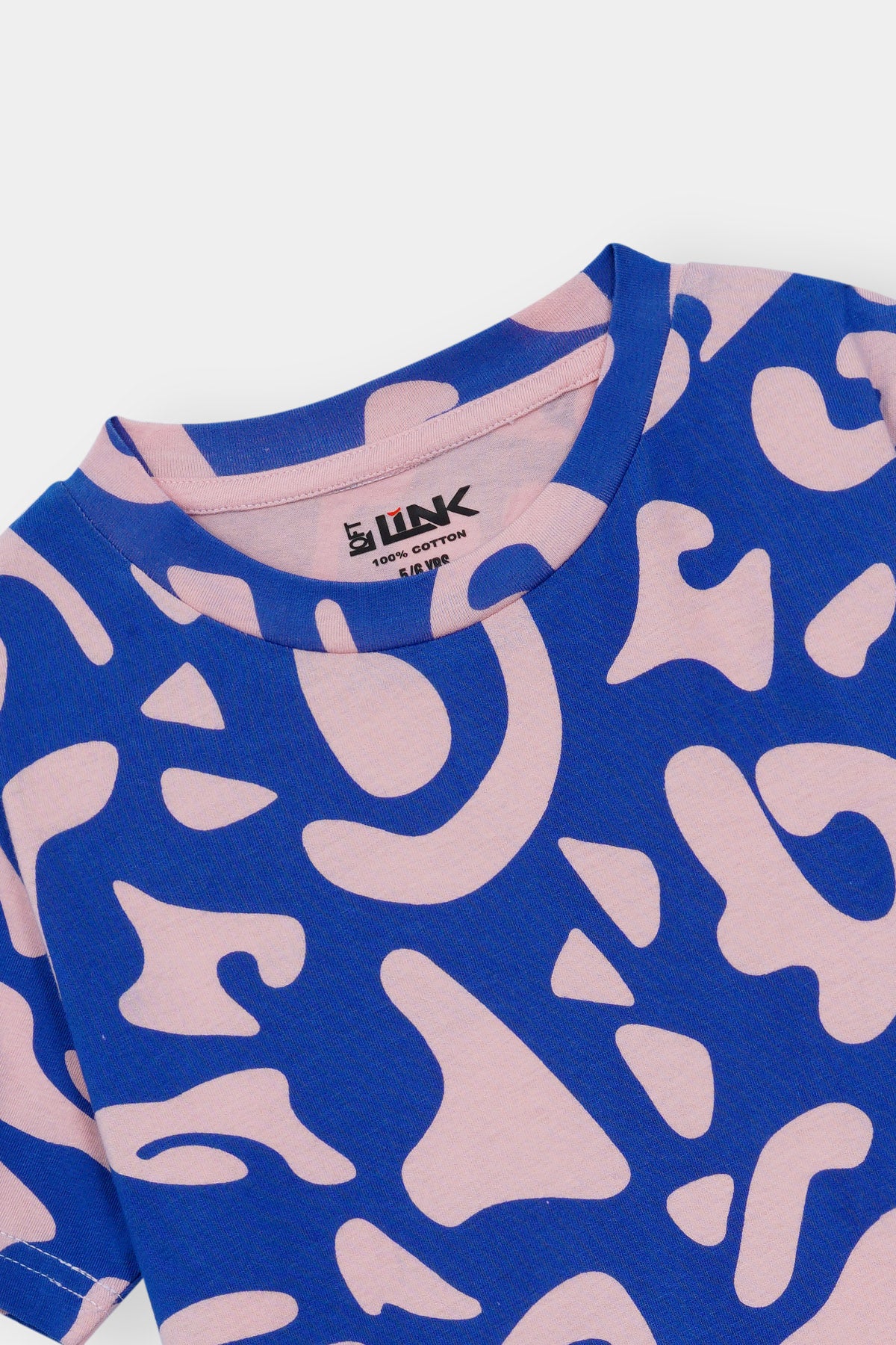 Unisex' Blue Abstract Tee – Pink Funky Print Allover