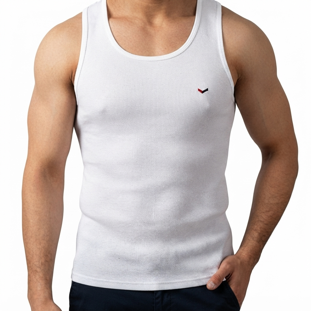 White Ribbed Tank Top 220 GSM