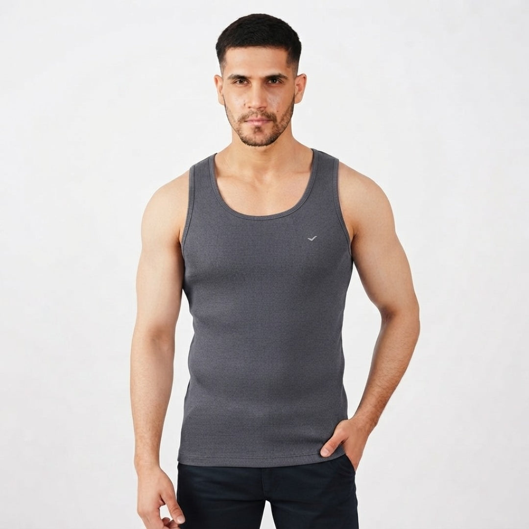 Dark Grey Ribbed Tank Top 220 GSM