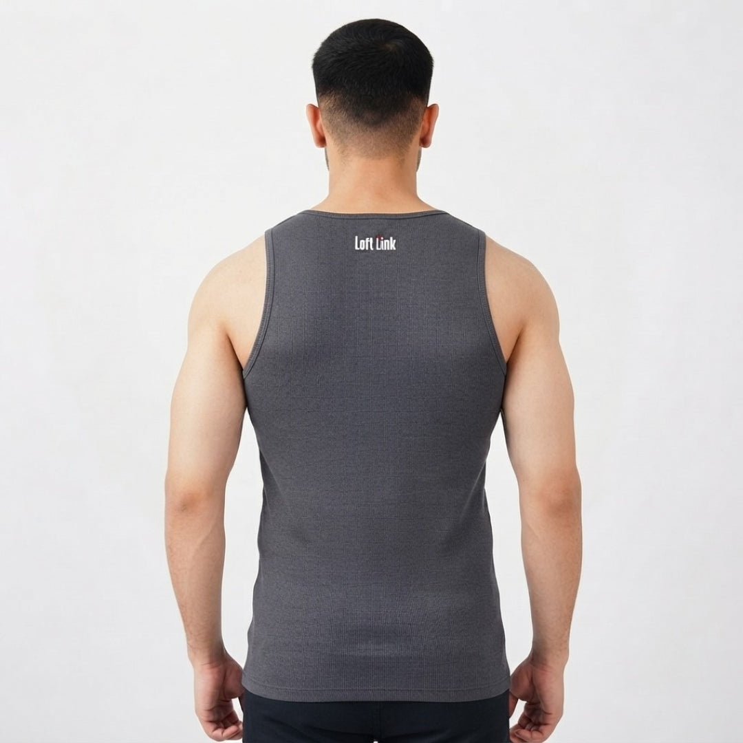 Dark Grey Ribbed Tank Top 220 GSM